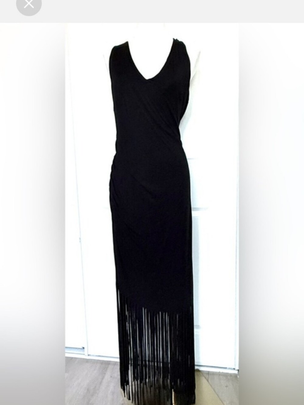 INC International Concepts Black Fringe Maxi Dress. Worn Once. EUC